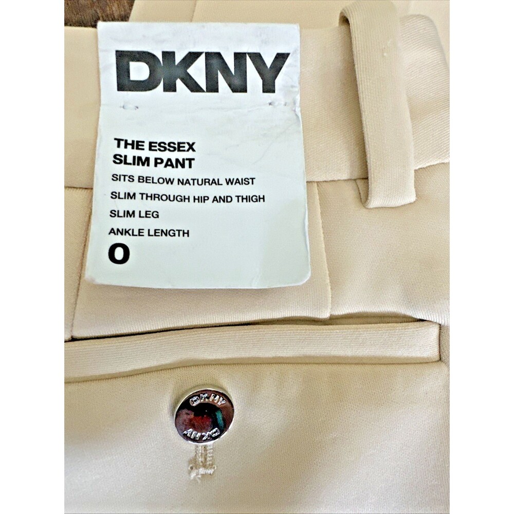 DKNY Women's Soft Hand Scuba Ankle Dressy Pants Sides Stripes Beige Black Size 0 - Picture 11 of 11